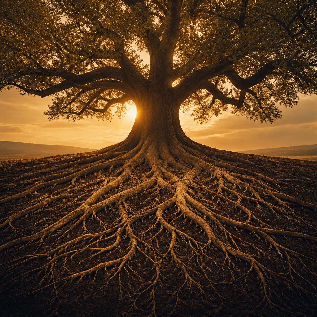 Ancient oak tree symbolizing legacy and deep roots